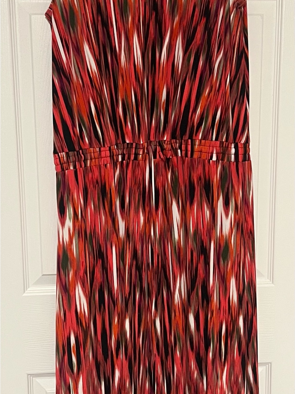 Calvin Klein Red and Black Abstract Maxi Skirt